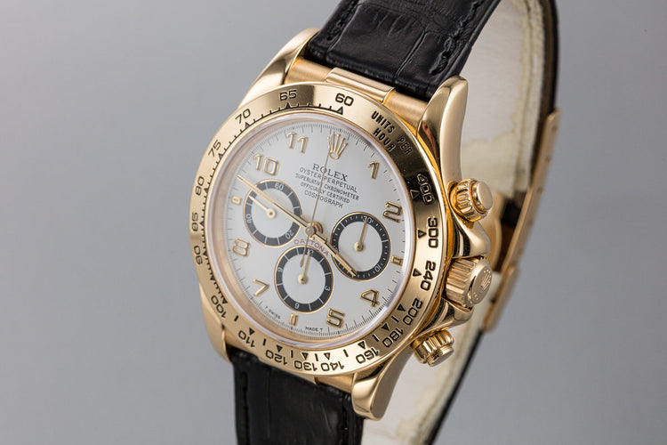 1993 Rolex 18K YG Daytona 16578 White Inverted 6 Dial with Box, Papers, and Service Papers