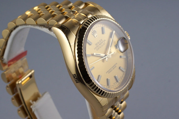 2015 Rolex YG DateJust 116238 with Box and Papers MINT