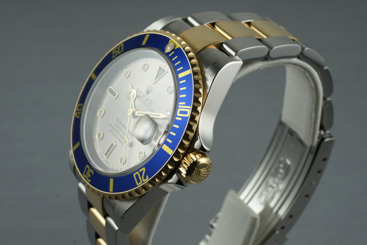 2003 Rolex Two Tone Submariner 16613 Serti Dial with Box and Papers