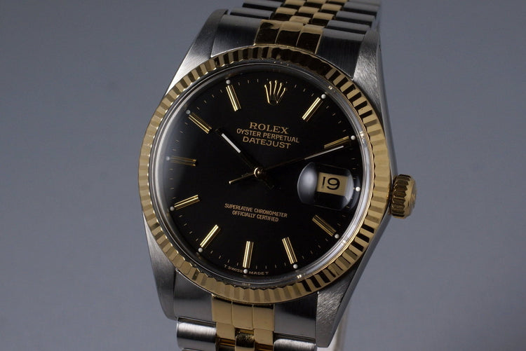 1988 Rolex Two Tone DateJust 16013 Black Dial with Box and Papers