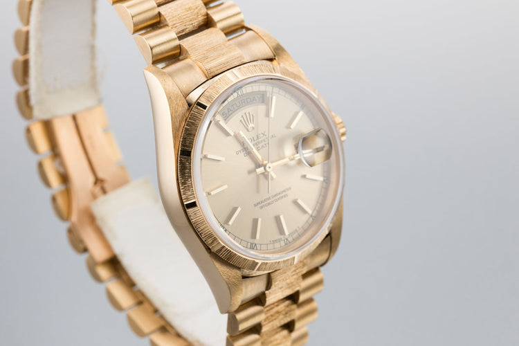 1991 Rolex 18K YG Bark Day-Date 18248 with Box
