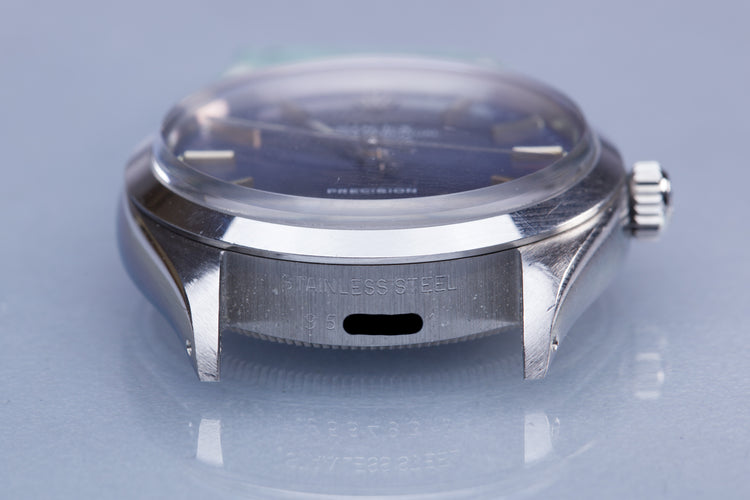 1987 Rolex Air-King 5500 Blue Stick Dial & Creamy Lume Plots with Box, Papers, Booklets, & Service Card