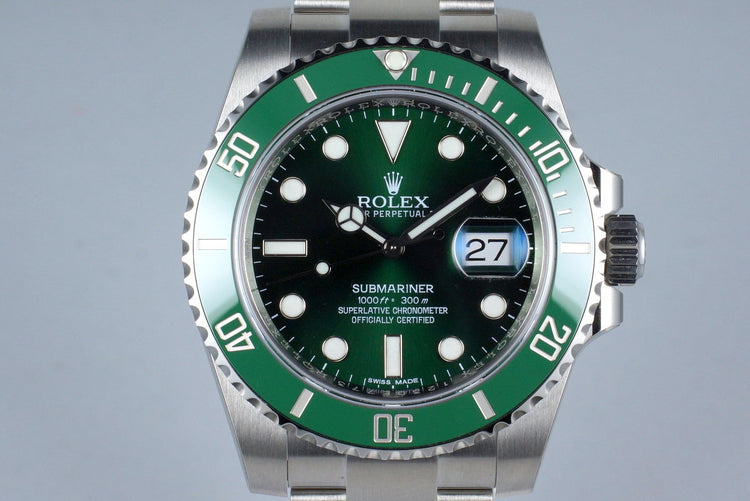 2015 Rolex Green Submariner 116610LV with Box and Papers MINT