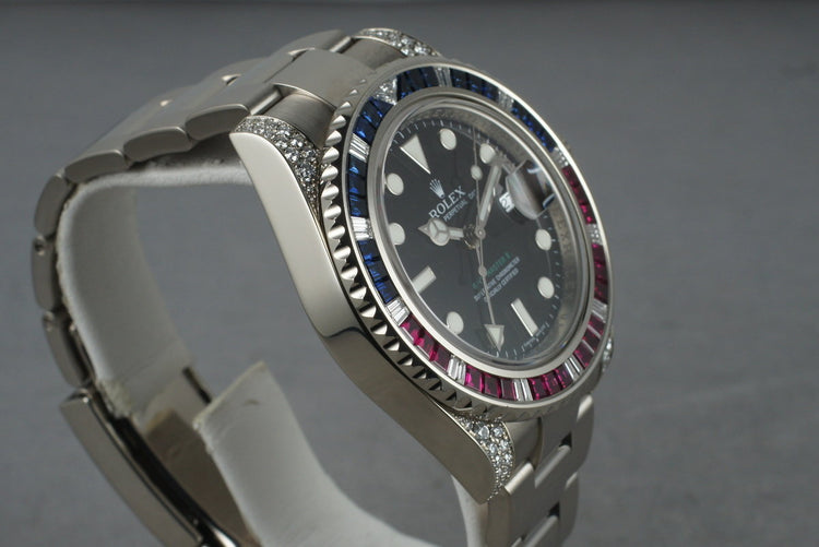 2007 Rolex GMT 18K 116759 with Factory Ruby, Sapphire, and Diamonds