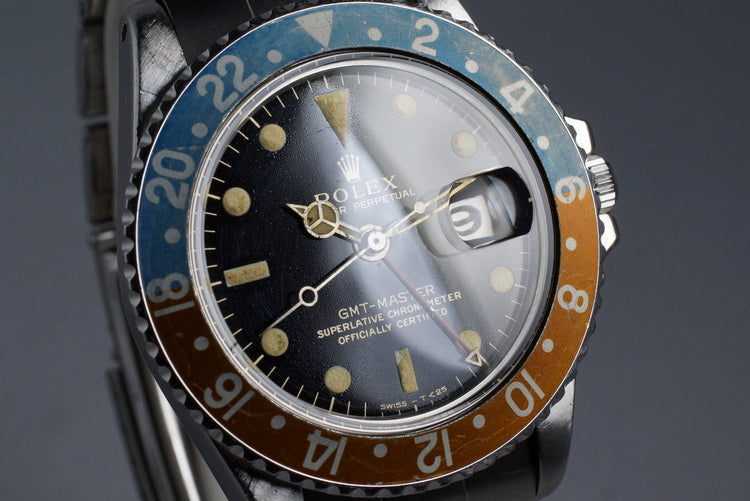 1964 Rolex GMT 1675 Glossy Gilt Dial with Box and Papers