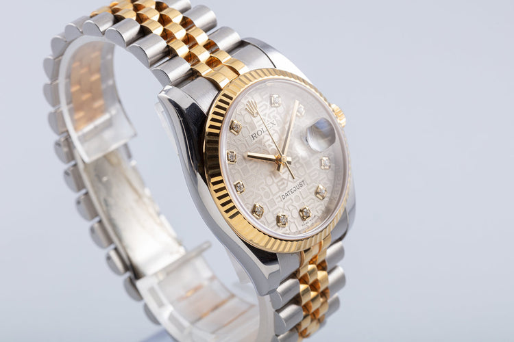 2011 Rolex Two-Tone DateJust 116233 Diamond Jubilee Dial with Box & Card