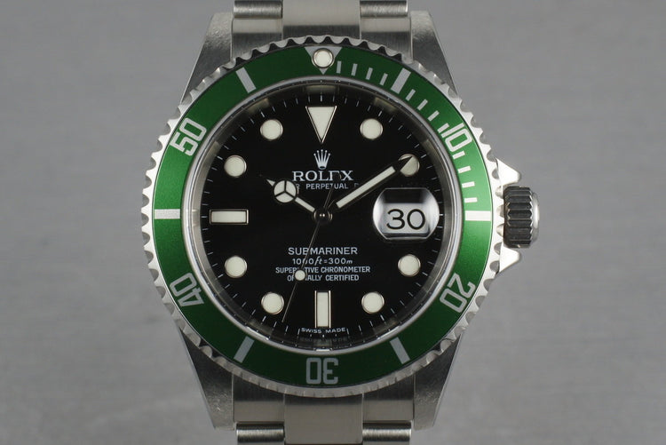 Rolex Green Submariner 16610 LV with Box and Papers Z serial