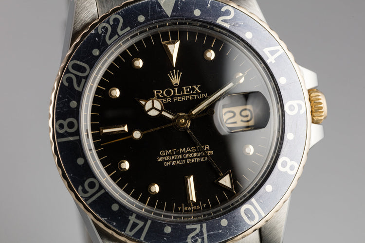 1981 Rolex Two-Tone GMT-Master 16753 Black Nipple Dial with Box and Papers