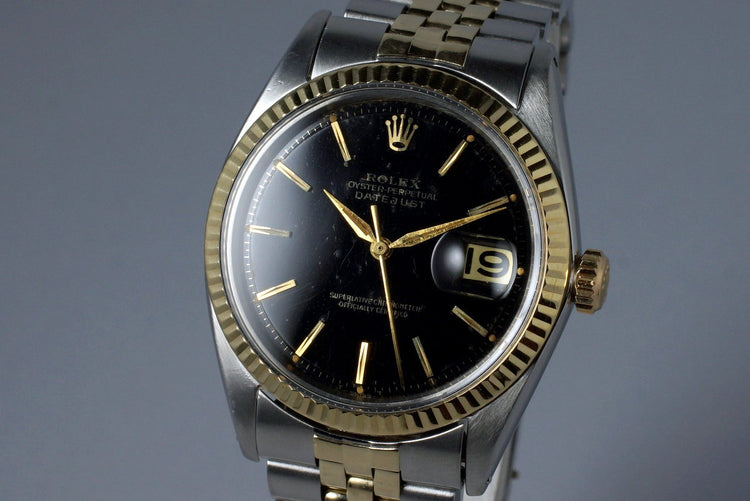 1964 Rolex Two Tone DateJust 1601 Glossy Gilt Black Dial