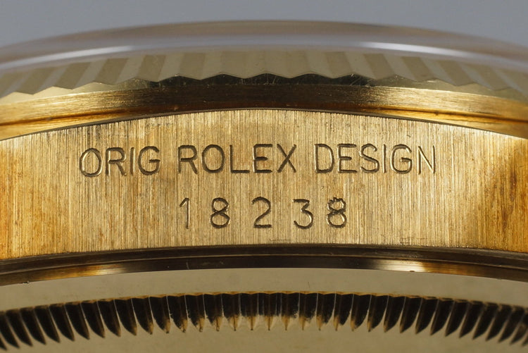 1991 Rolex YG Day-Date 18238 Champagne Dial with Box and Papers