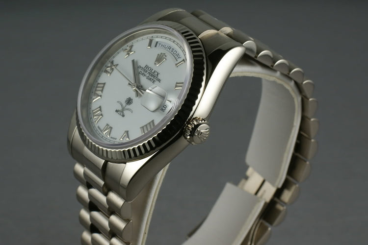 Rolex White Gold President 118239 with White Saudi Palm Tree and Sword Dial