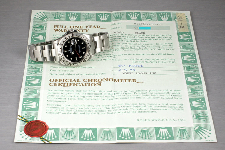 1997 Rolex Explorer II 16570 Black Dial with Papers