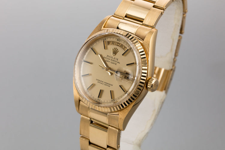 1960 Rolex 18K YG Day-Date 1803 with Matte Champagne Dial and Oyster Bracelet