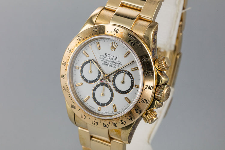 1993 Rolex 18K YG Daytona 16528 White "Inverted 6" Dial with Box and Papers