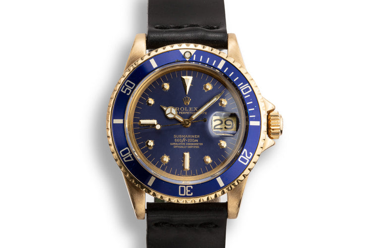 1978 Rolex 18K YG Submariner 1680 Blue Nipple Dial