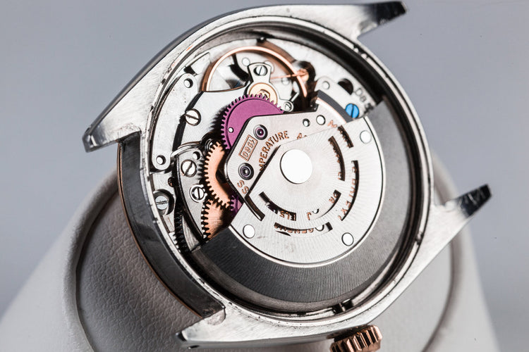 1964 Rolex Rose Gold and Stainless Steel Oyster Perpetual 1005 Black Gilt Dial