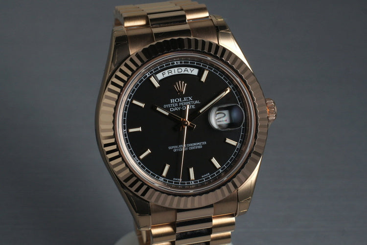 2009 Rolex Rose Gold Day Date II 218235 with Box and Papers