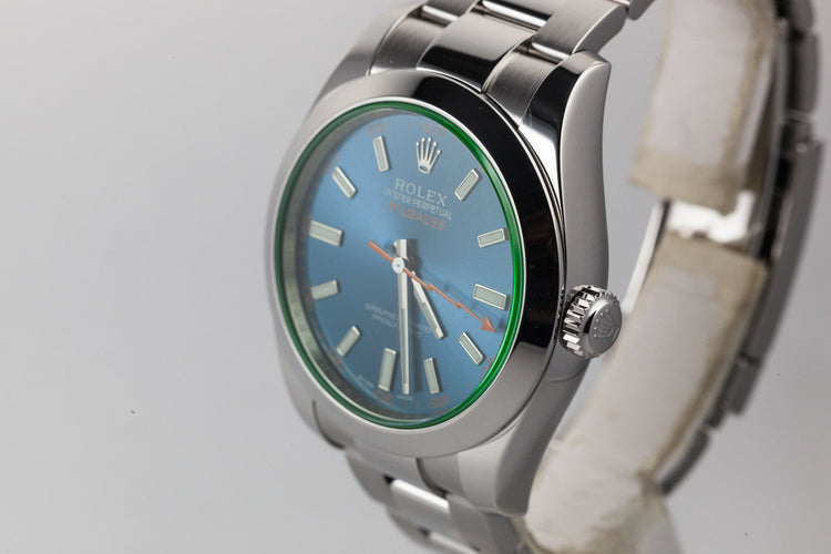2016 Rolex Milgauss116400GV Blue Dial with Box and Papers