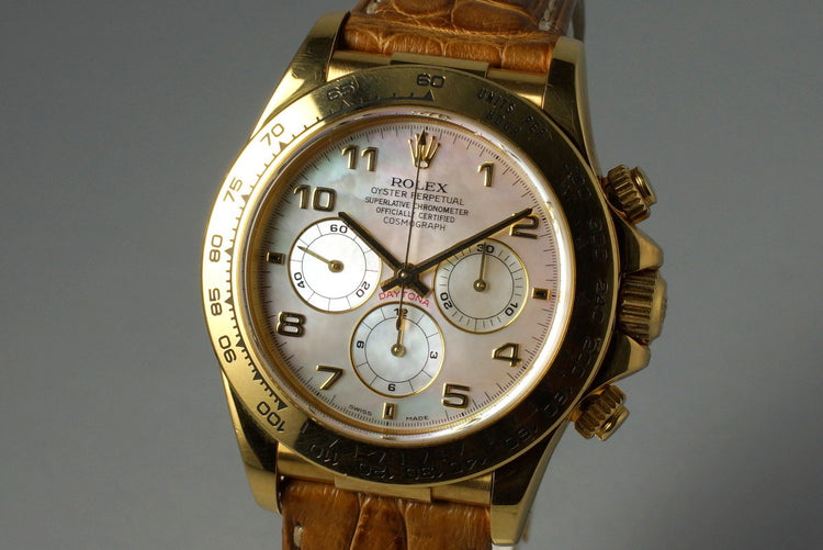 1999 Rolex YG Zenith Daytona 16518 Mother of Pearl Dial