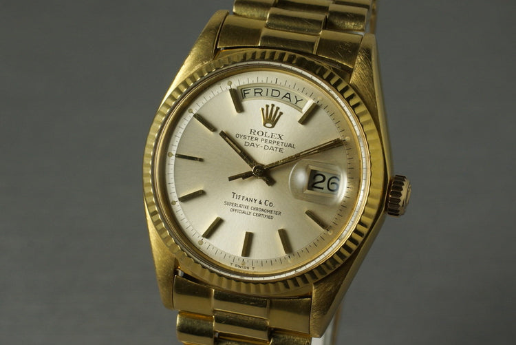 1975 Rolex YG Day-Date 1803 Tiffany & Co. Dial and Authentication Papers