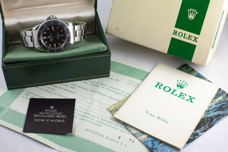 Vintage 1972 Rolex Submariner 5513 Serif Dial with Box and Papers