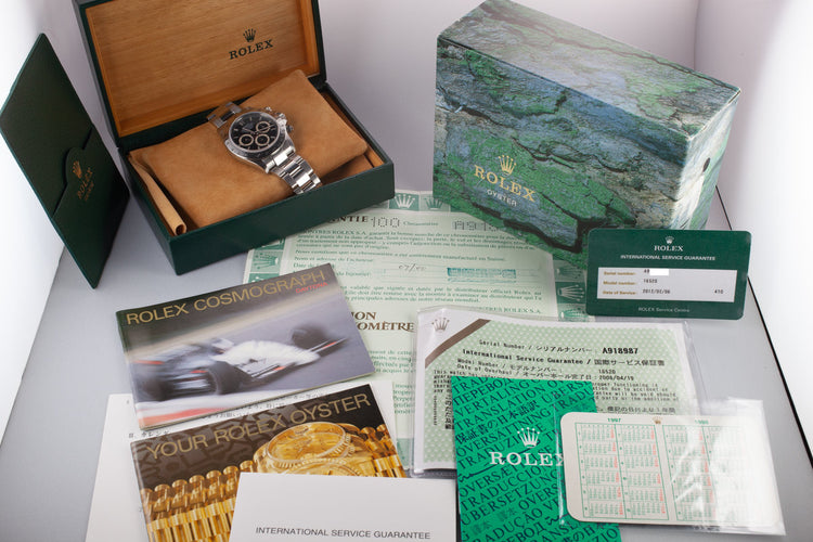 1999 Rolex Zenith Daytona 16520 Black Dial with Box and Papers