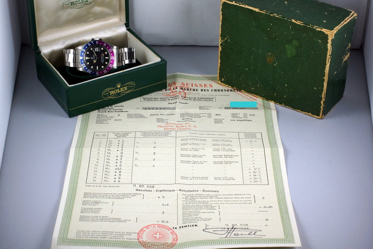 1967 Rolex GMT 1675 Mark I Dial and Fuchsia Insert with Box and Papers
