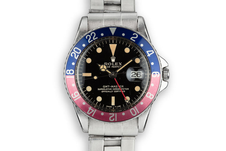 1963 Rolex GMT-Master 1675 Pointed Crown Guard Case with Gilt Dial