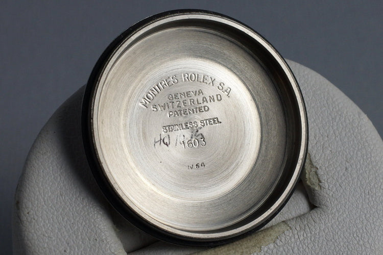 1964 Rolex DateJust 1603 Glossy Black Dial with Box and Papers