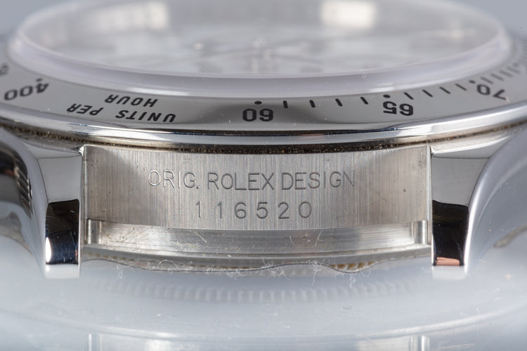 2007 Rolex Daytona Cosmograph 116520 White Dial Hangtags, Box & Card + stickers