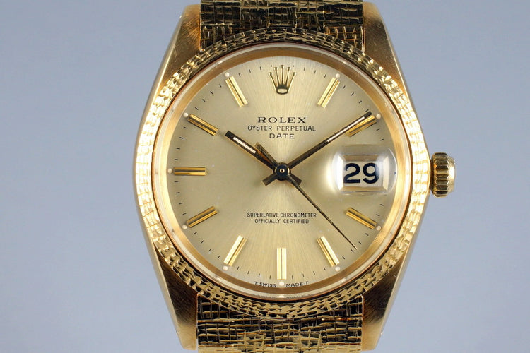 1966 Rolex 18K YG Date 1508 with Rare Brick Style Bracelet