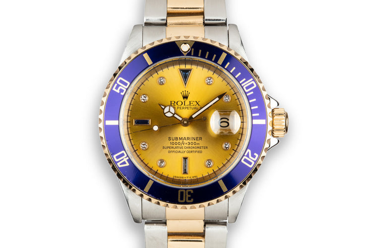 1995 Rolex Two-Tone Submariner 16613 with Champagne Serti Dial