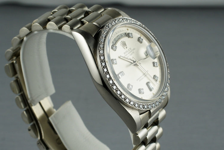 1978 Rolex White Gold Day Date 1803 with Diamond Dial and Bezel