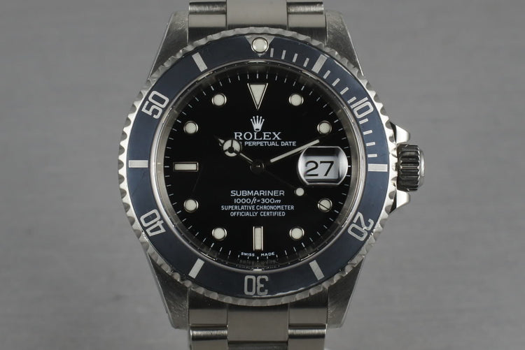1999 Rolex Submariner 16610 Box and Papers