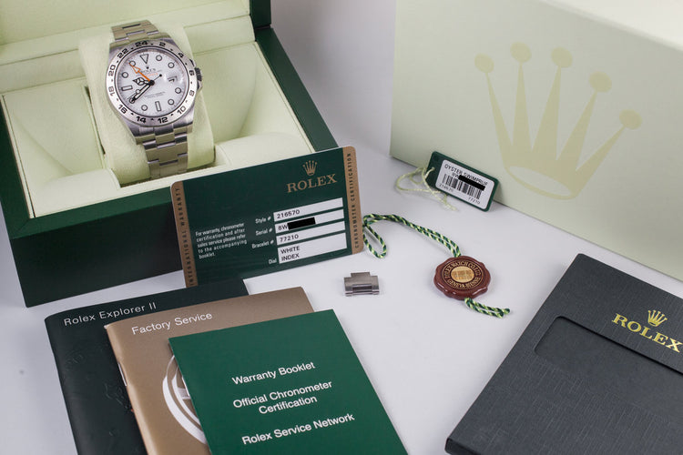2013 Rolex Explorer II 216570 White Dial with Box and Papers