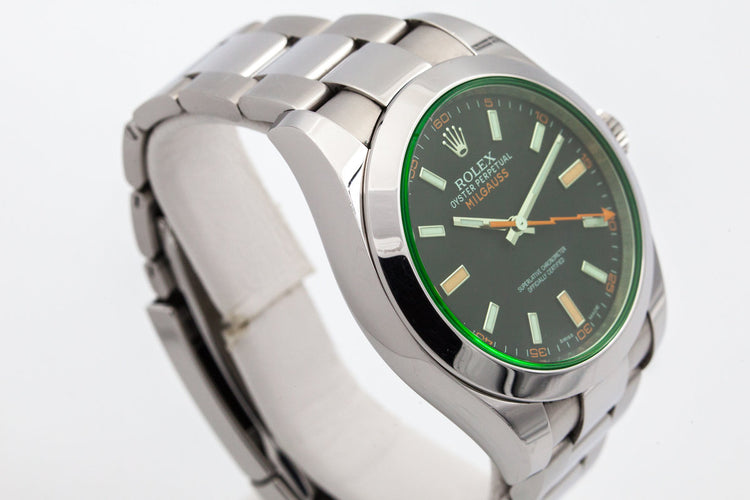 2013 Rolex Milgauss Green 116400V with Box and Papers