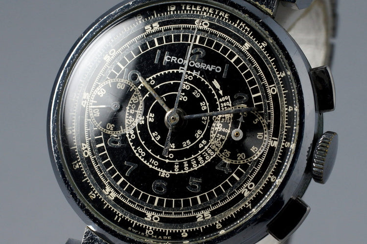 Vintage Cronografo D.H. 2-Register Chronograph with Black Dial