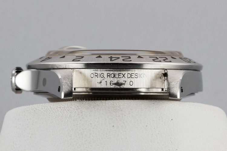 1999 Rolex Explorer II 16570 with "SWISS" Only Black Dial