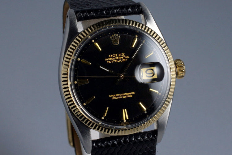 1961 Rolex Two Tone DateJust 1601 Glossy Gilt Black Dial