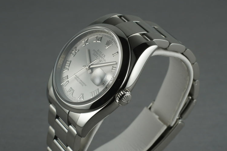 2007 Rolex Datejust 116200 with Silver Roman Dial and Box and Papers