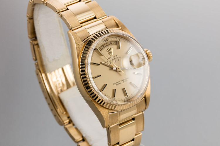 1960 Rolex 18K YG Day-Date 1803 with Matte Champagne Dial and Oyster Bracelet