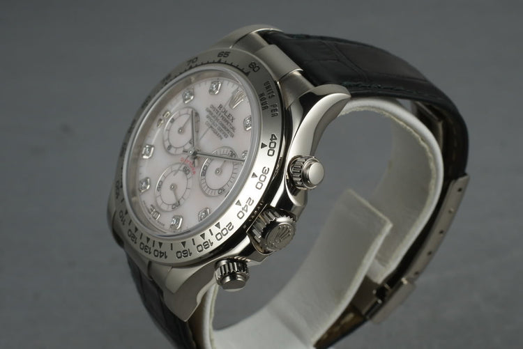 2002 Rolex WG Daytona Ref: 116519 with Mother of Pearl Diamond Dial