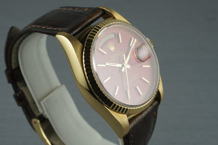 1986 Rolex 18K Day-Date 18038 with Red Stella Dial