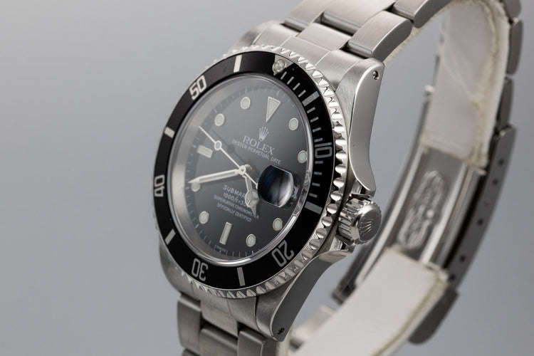 1999 Rolex Submariner 16610 SWISS Only Dial with Box and Papers