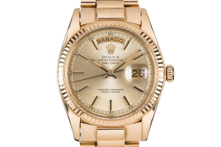 1975 Rolex YG Day-Date 1803 Champagne Dial with Spanish Date Wheel and South American Bracelet
