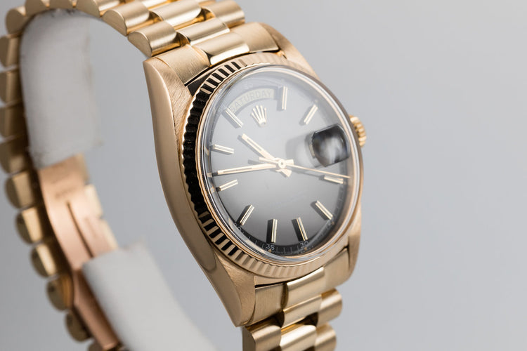 1970 Rolex 18k Day-Date 1803 with Matte Black Dial