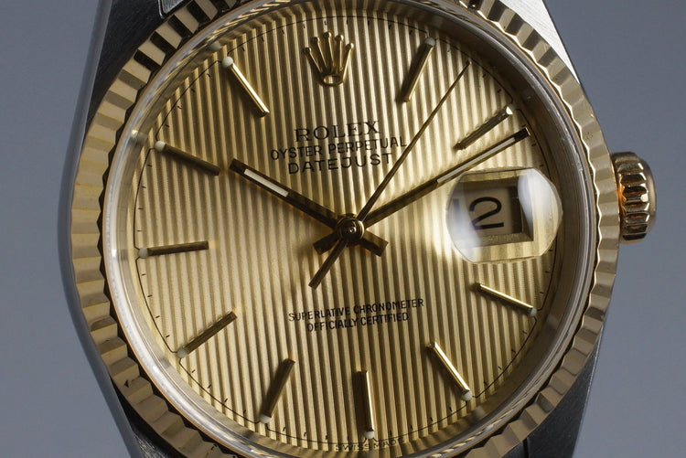 2001 Rolex Two Tone DateJust 16233 Tapestry Dial with Box and Papers