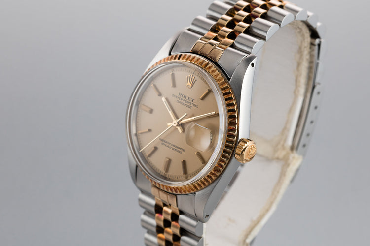 1977 Rolex Two-Tone DateJust 1601 with Matte Champagne Dial and Rosy Case Patina