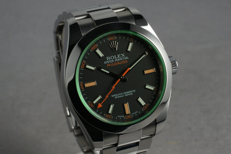 2009 Rolex Milgauss Green 116400V with Box and Papers