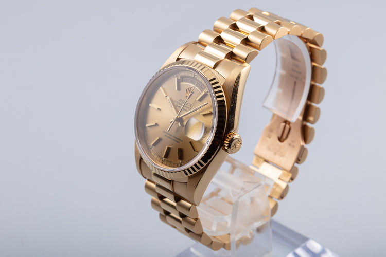 1989 Rolex Day-Date 18238 Champagne Dial with Rolex Service Card